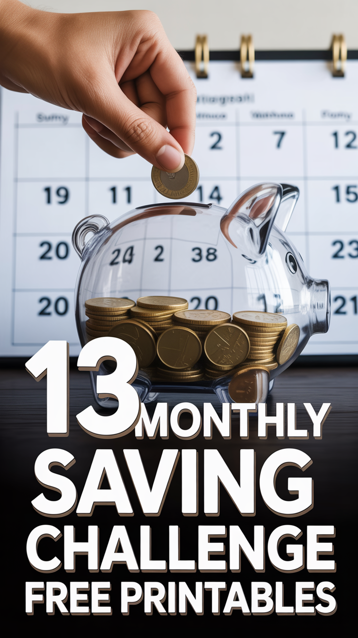 💰 13 Monthly Saving Challenge Free Printables