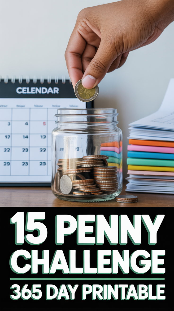 💰 15 Penny Challenge 365 Day Printable