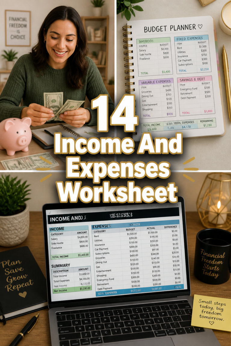 💸 14 Income And Expenses Worksheet