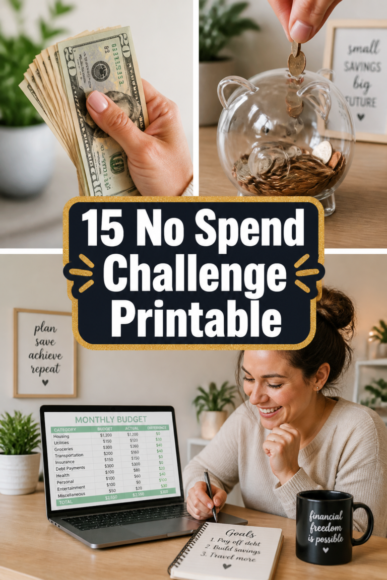 💸 15 No Spend Challenge Printable